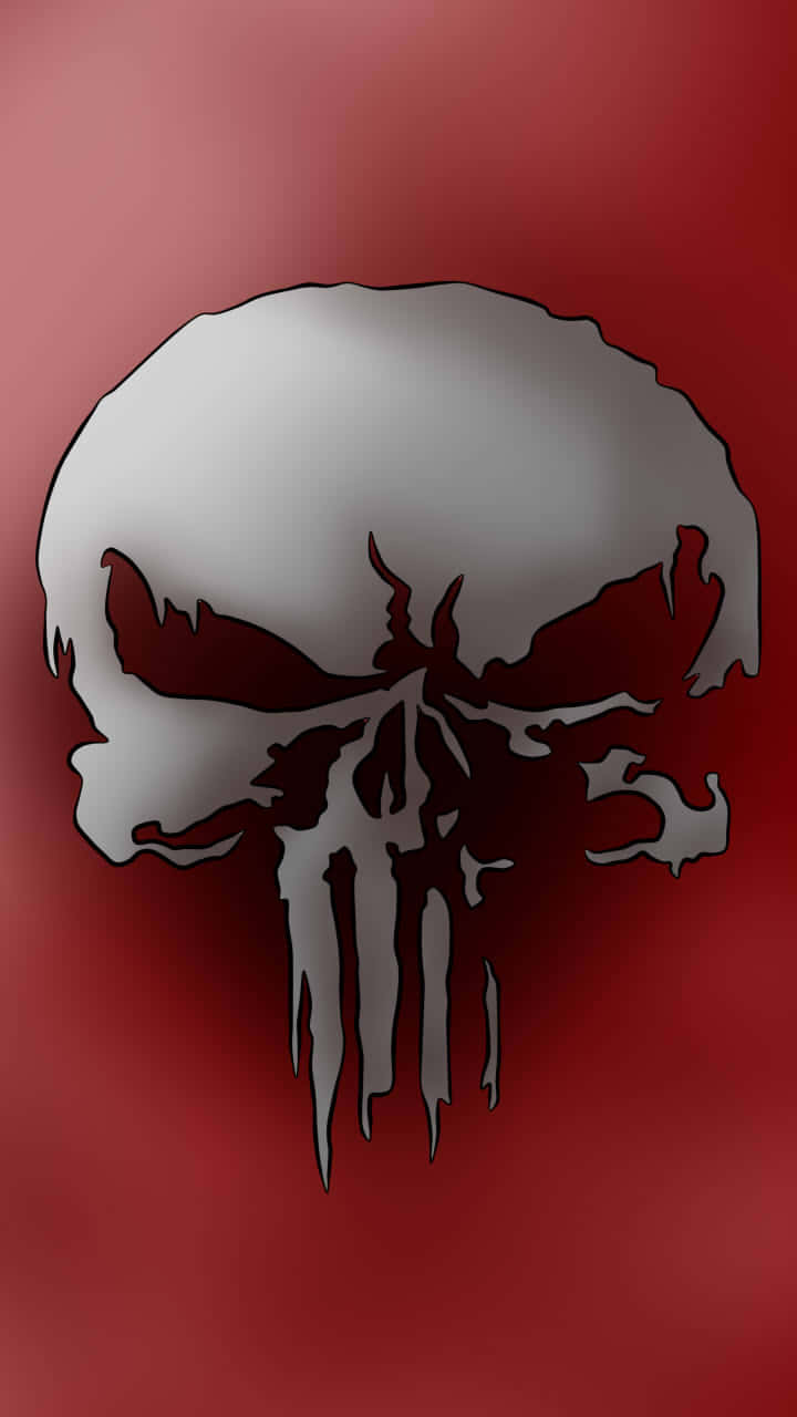 The Punisher Logo On A Red Background Background