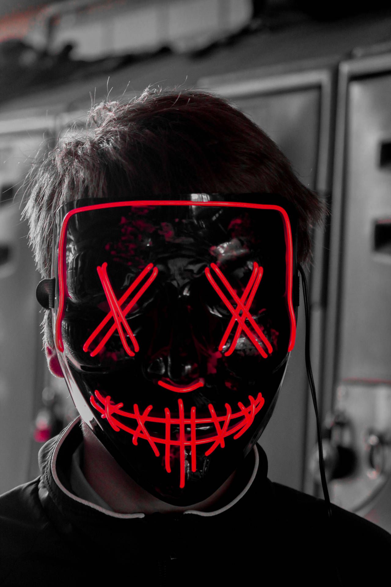 The Purge Mask In Red Background