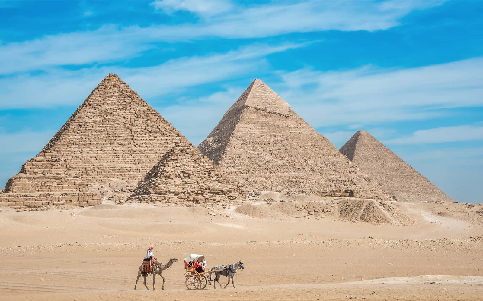 The Pyramids Of Giza And A Smaller Pyramid Background