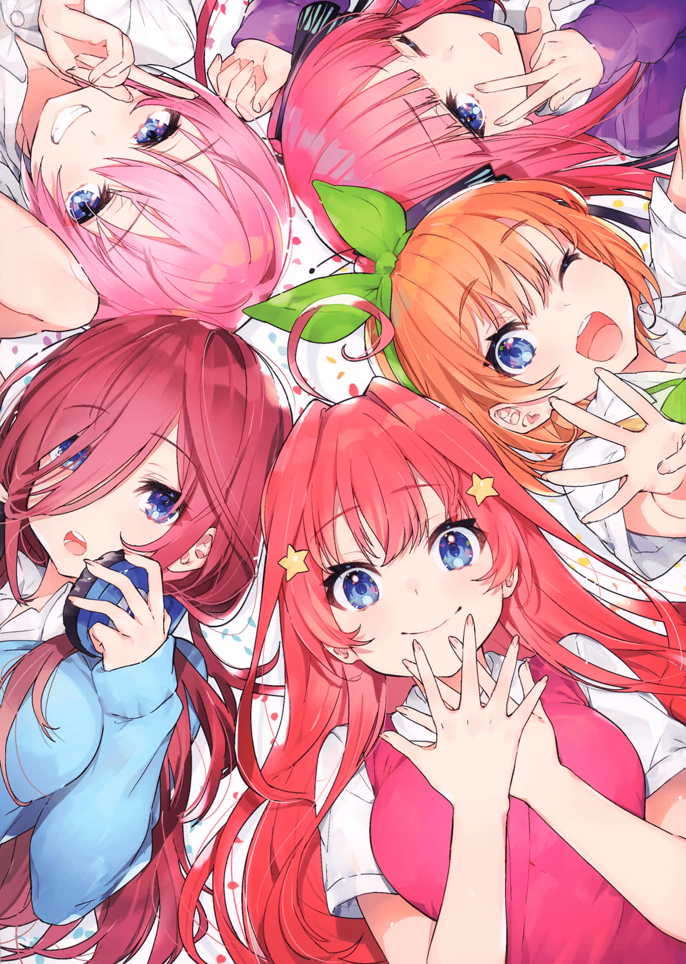 The Quintessential Quintuplets Heads Together Pose Background