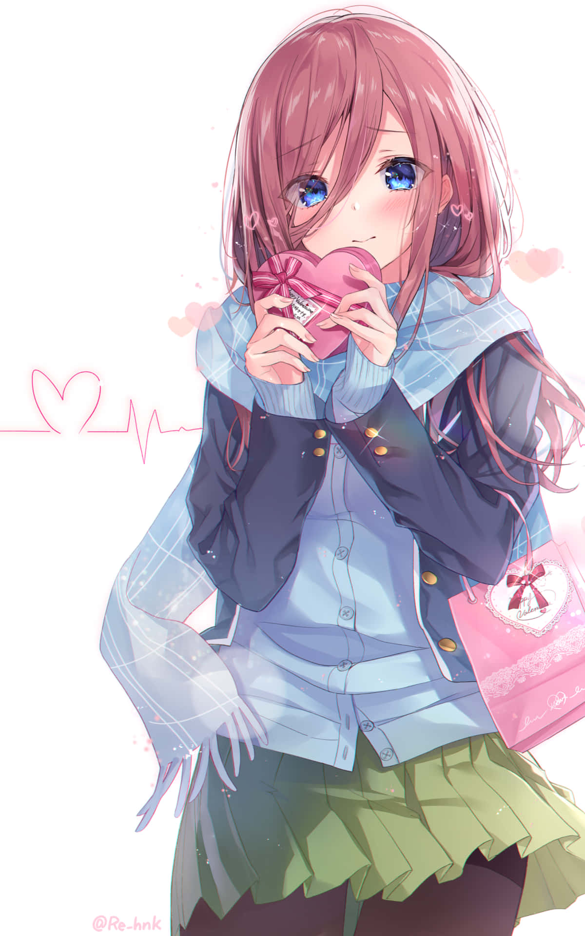 The Quintessential Quintuplets' Miku On A Valentine's Day Background