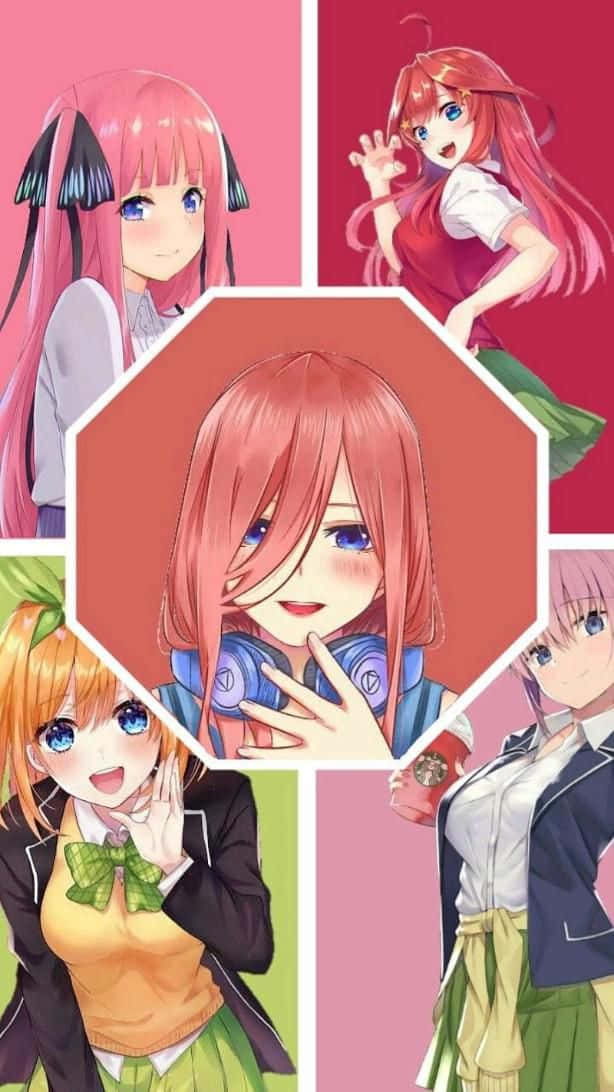 The Quintessential Quintuplets Photo With An Octagon Frame Background