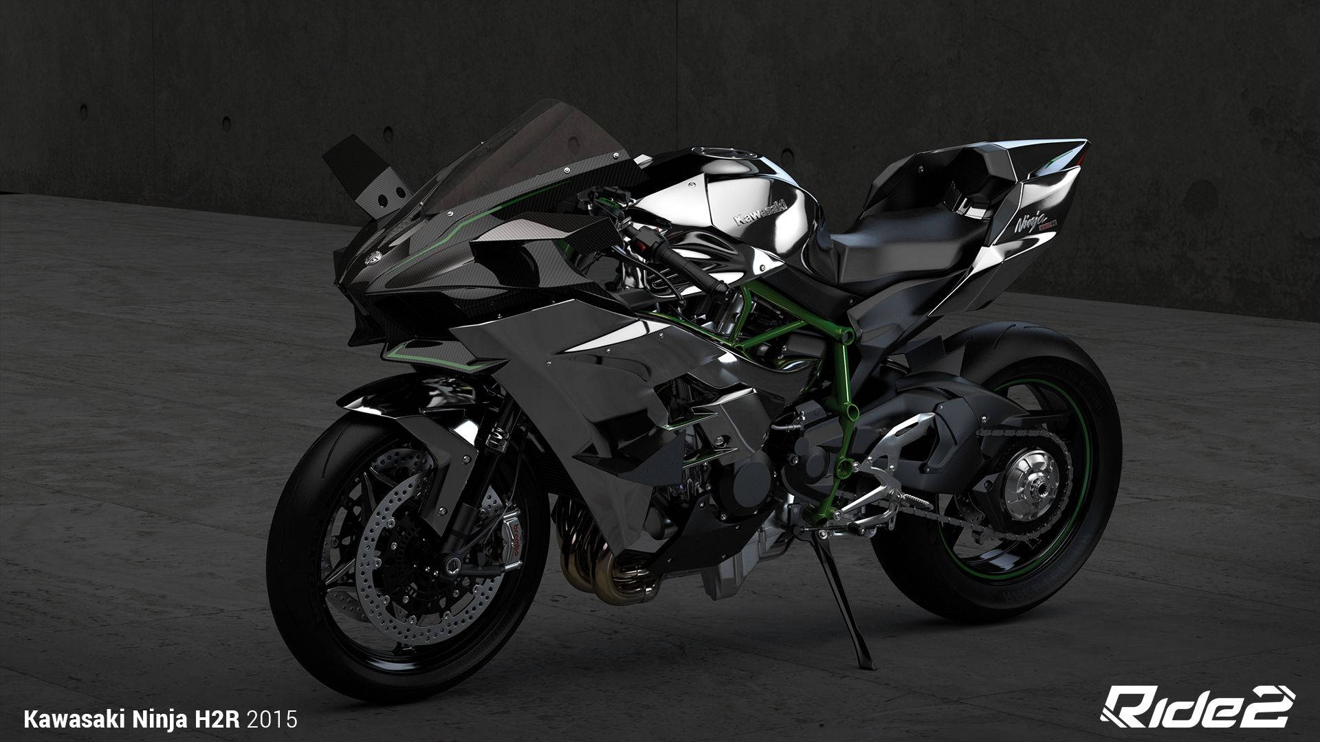 The Raging Power - Black Kawasaki H2r Background