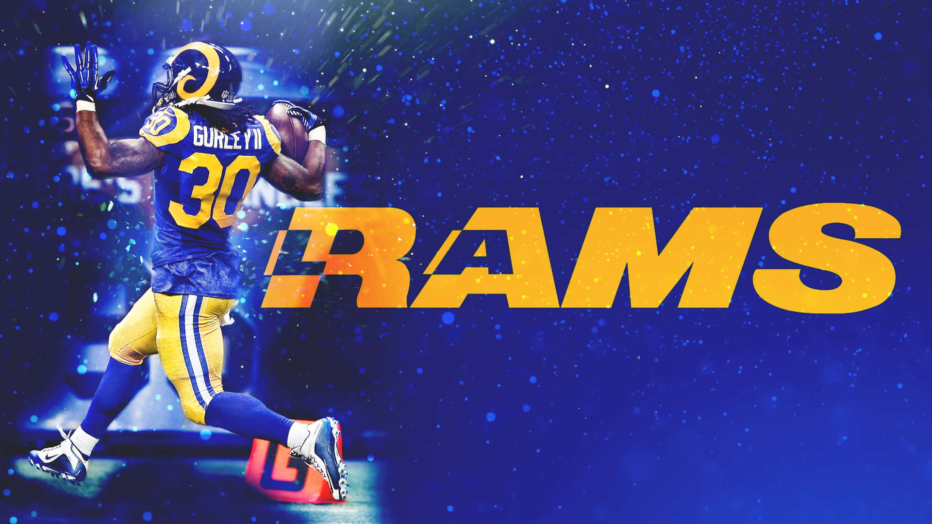 The Rams Logo With A Player Running In The Background Background