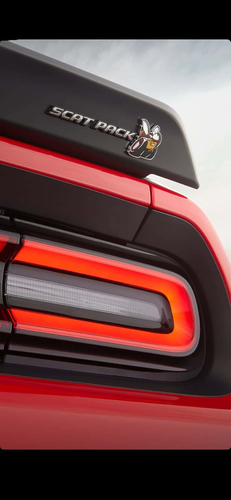 The Rear End Of A Red Dodge Challenger Background