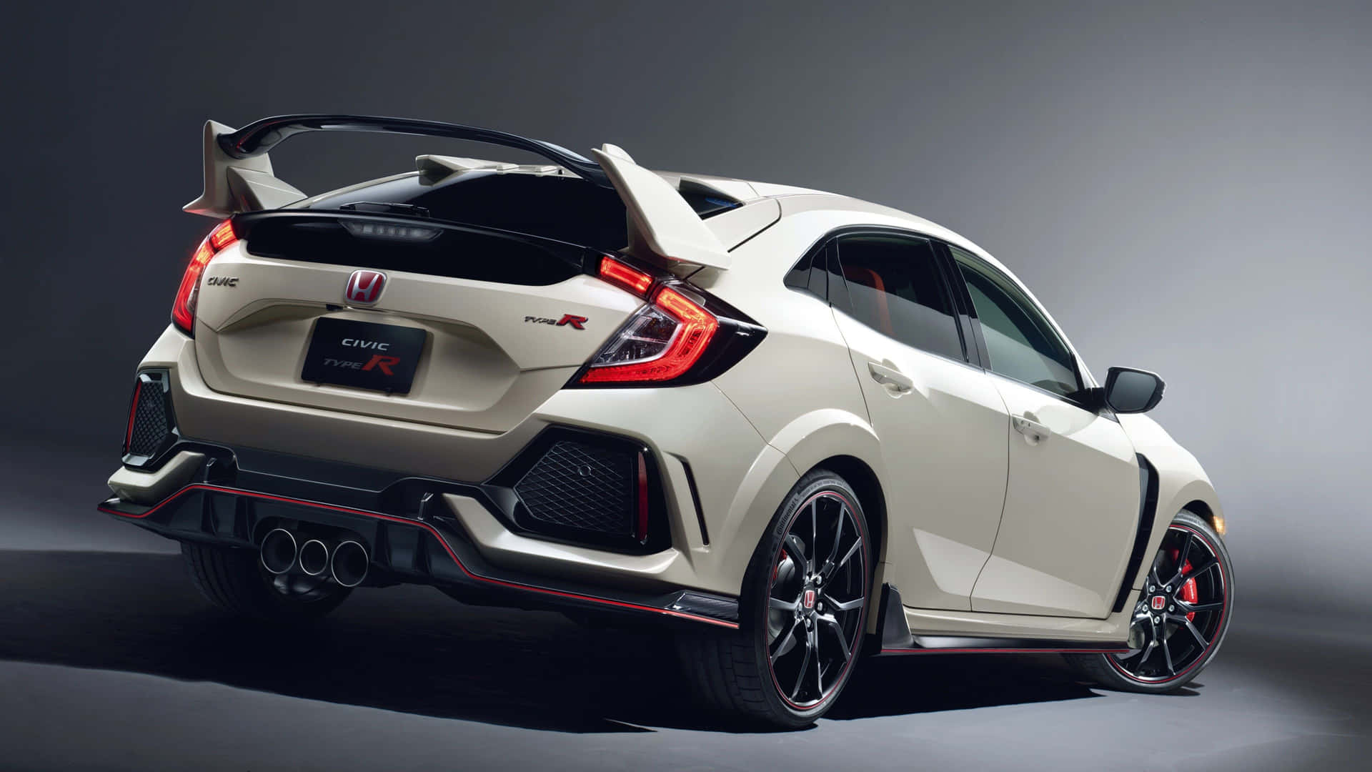 The Rear End Of A White Honda Civic Type R Background
