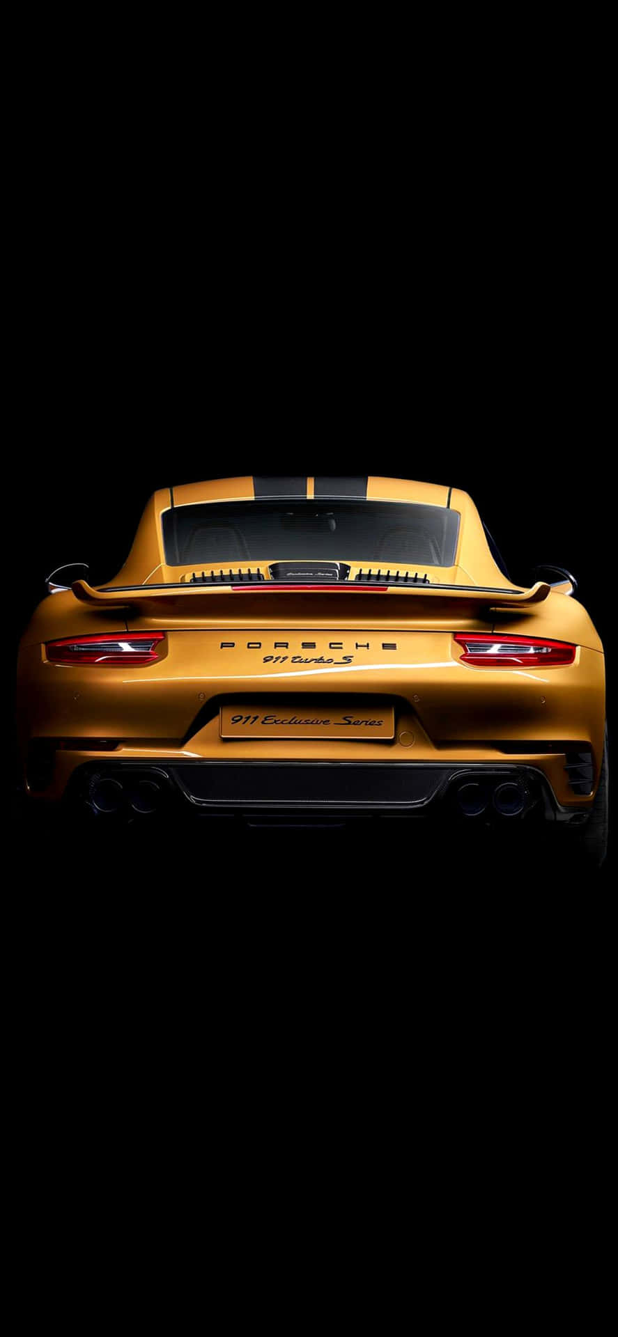 The Rear End Of A Yellow Porsche 911 Background