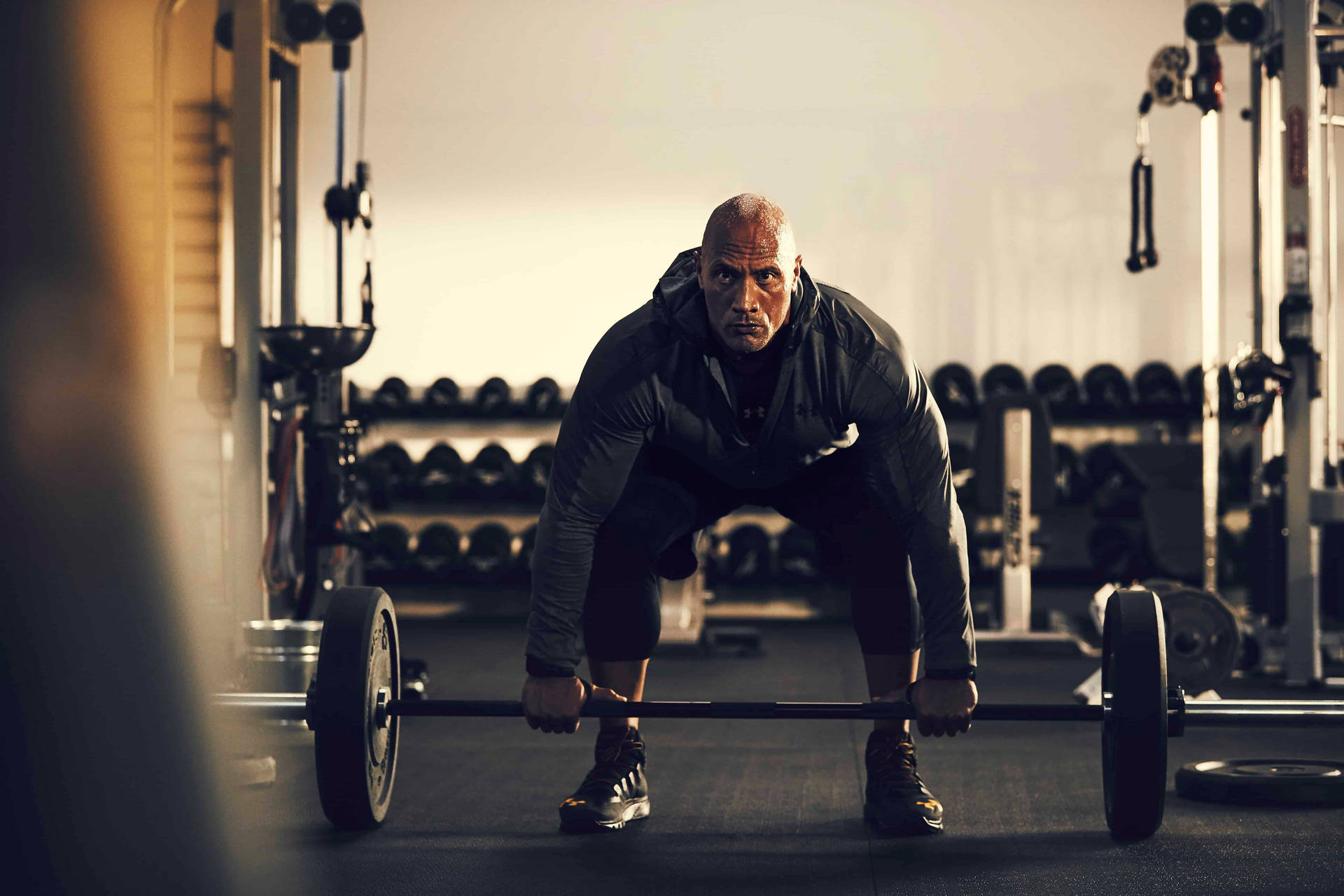 The Rock Lifting Weights