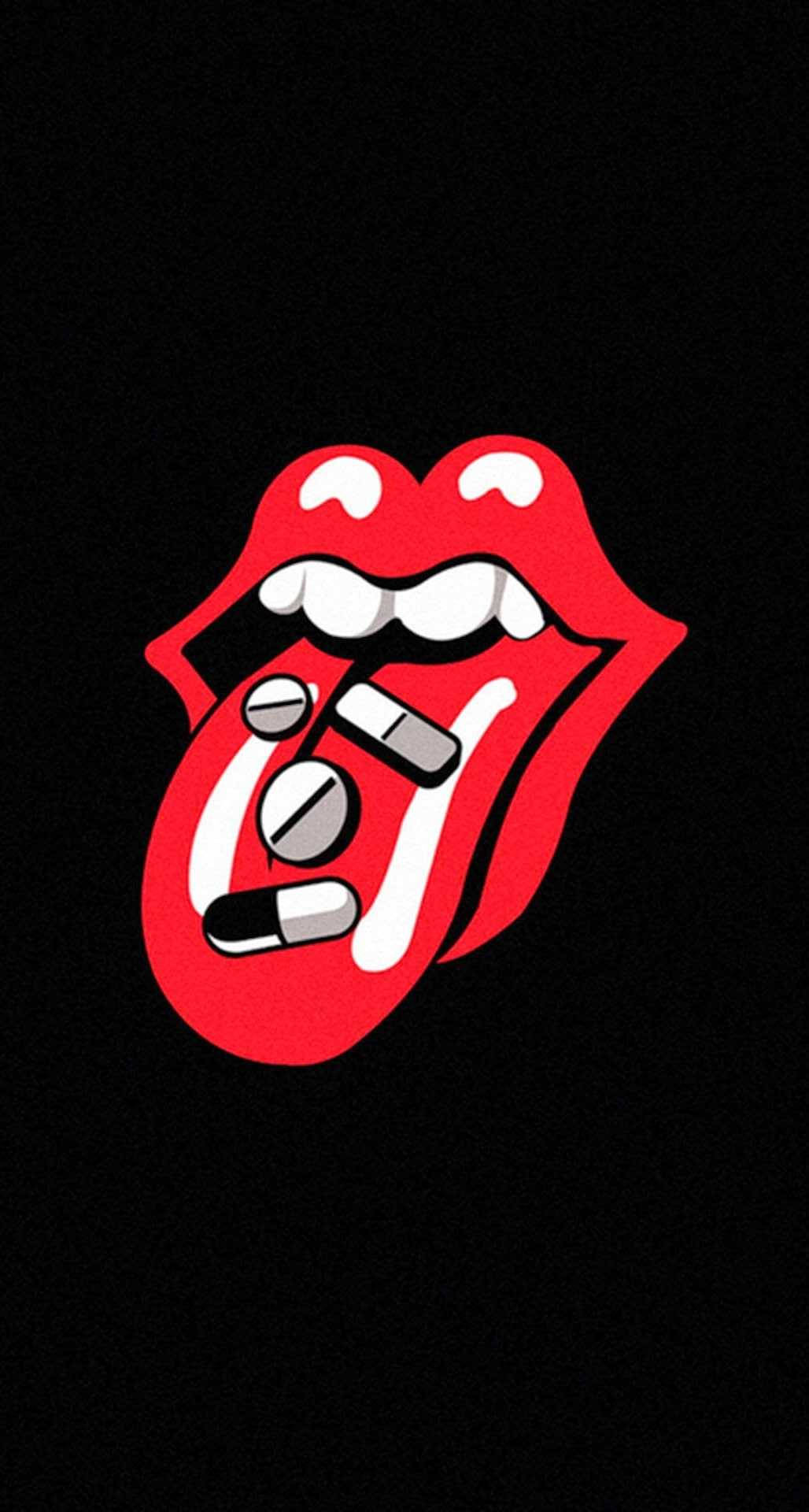 The Rolling Stones Logo With A Red Tongue Background