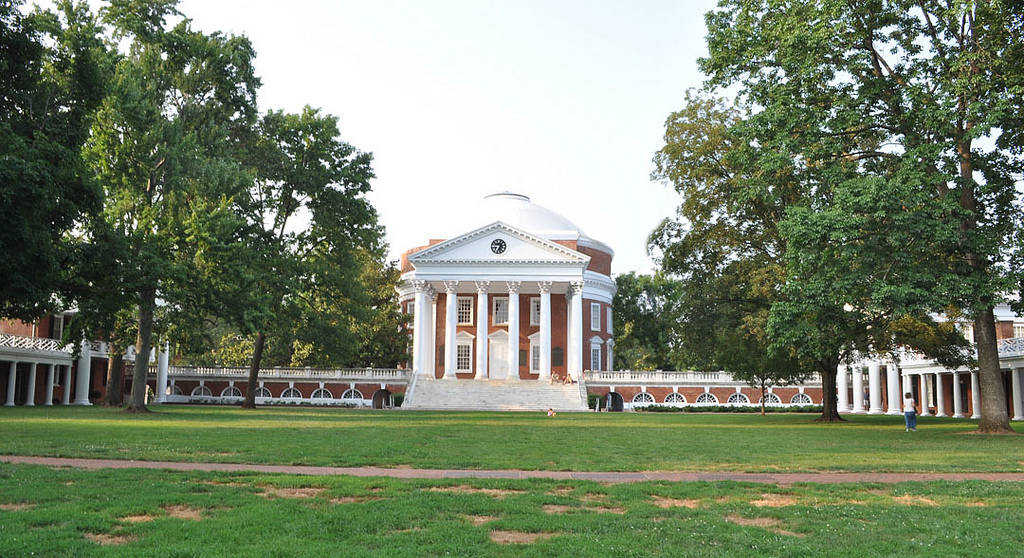 The Rotunda Of The University Of Virginia During An Idyllic Sunset. Background