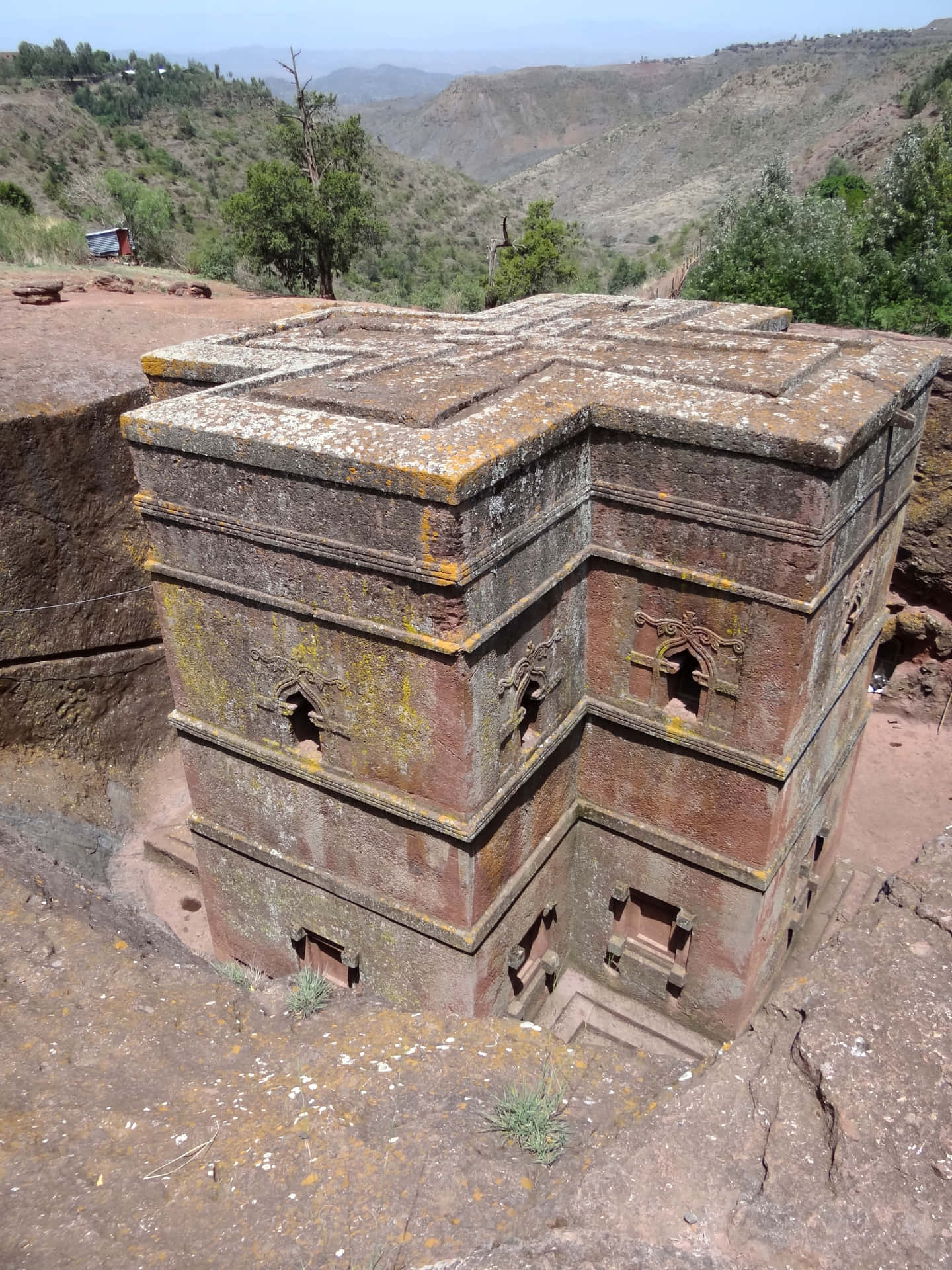 The Sandy Pathway Going To St. George Church In Lalibela Background
