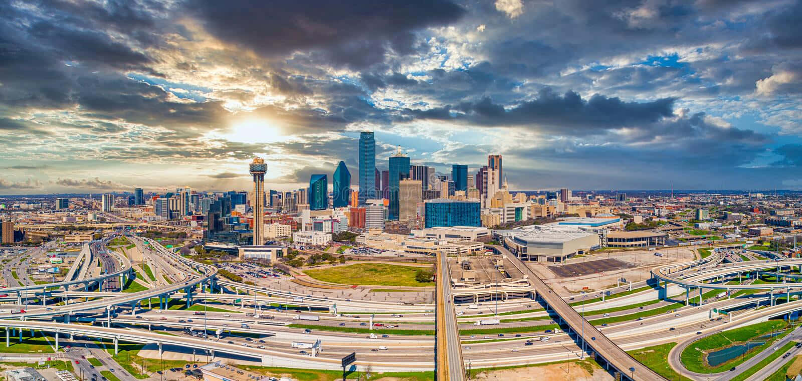 The Scenic Dallas Skyline, Illuminated By The Warm Texas Sun.