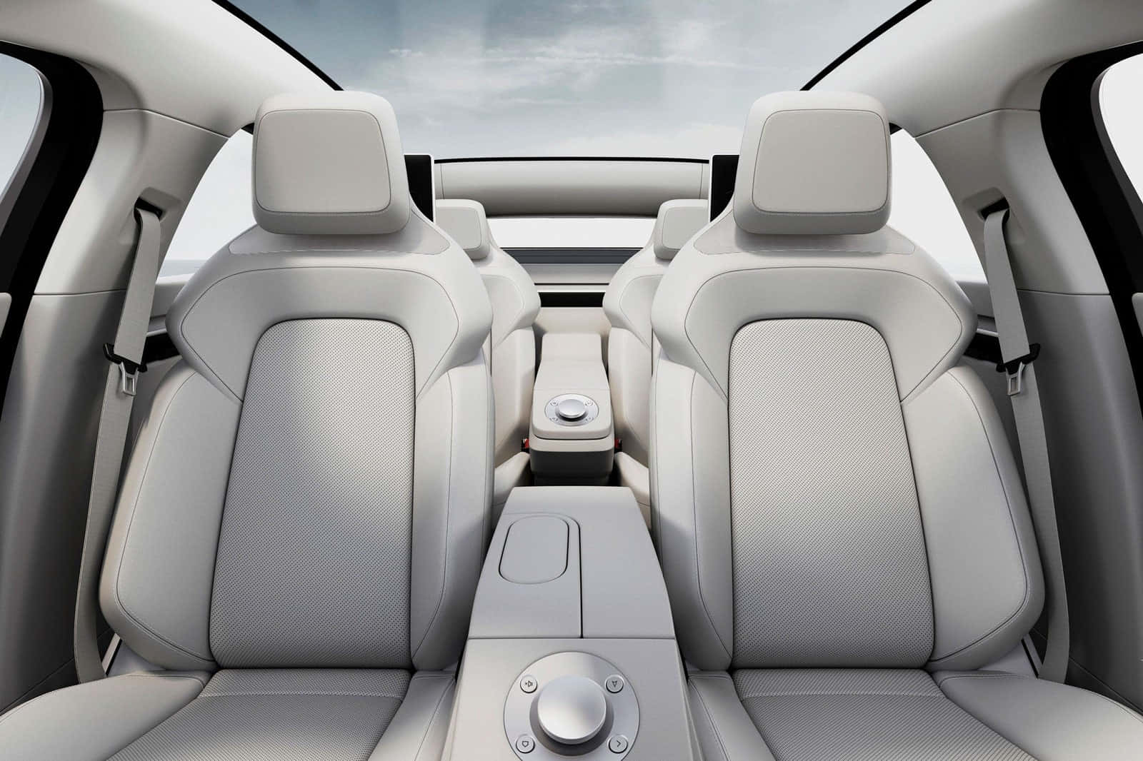 The Seats Of A Car Are Shown In White