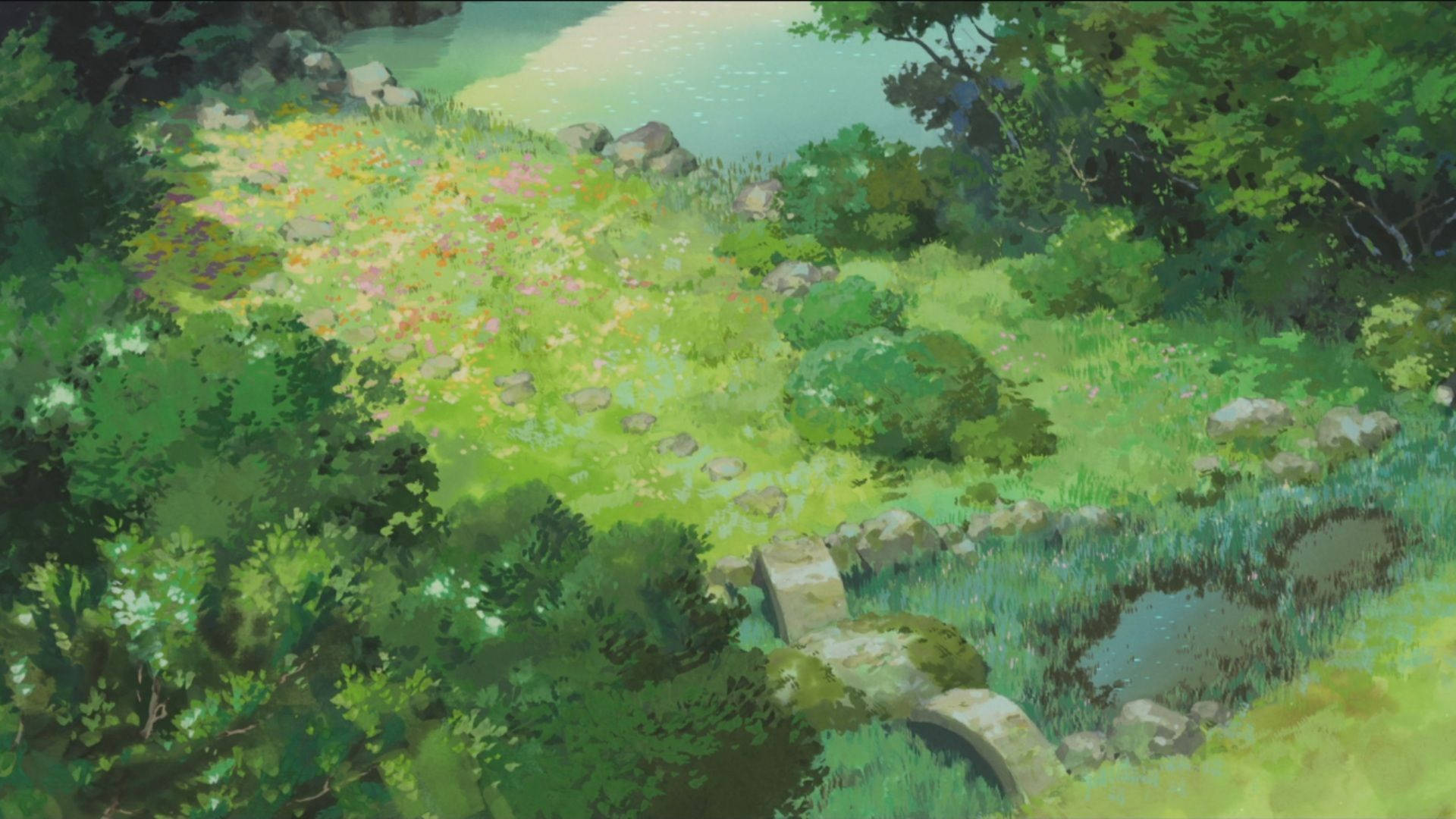 The Secret World Of Arrietty Garden Green Anime Aesthetic Background