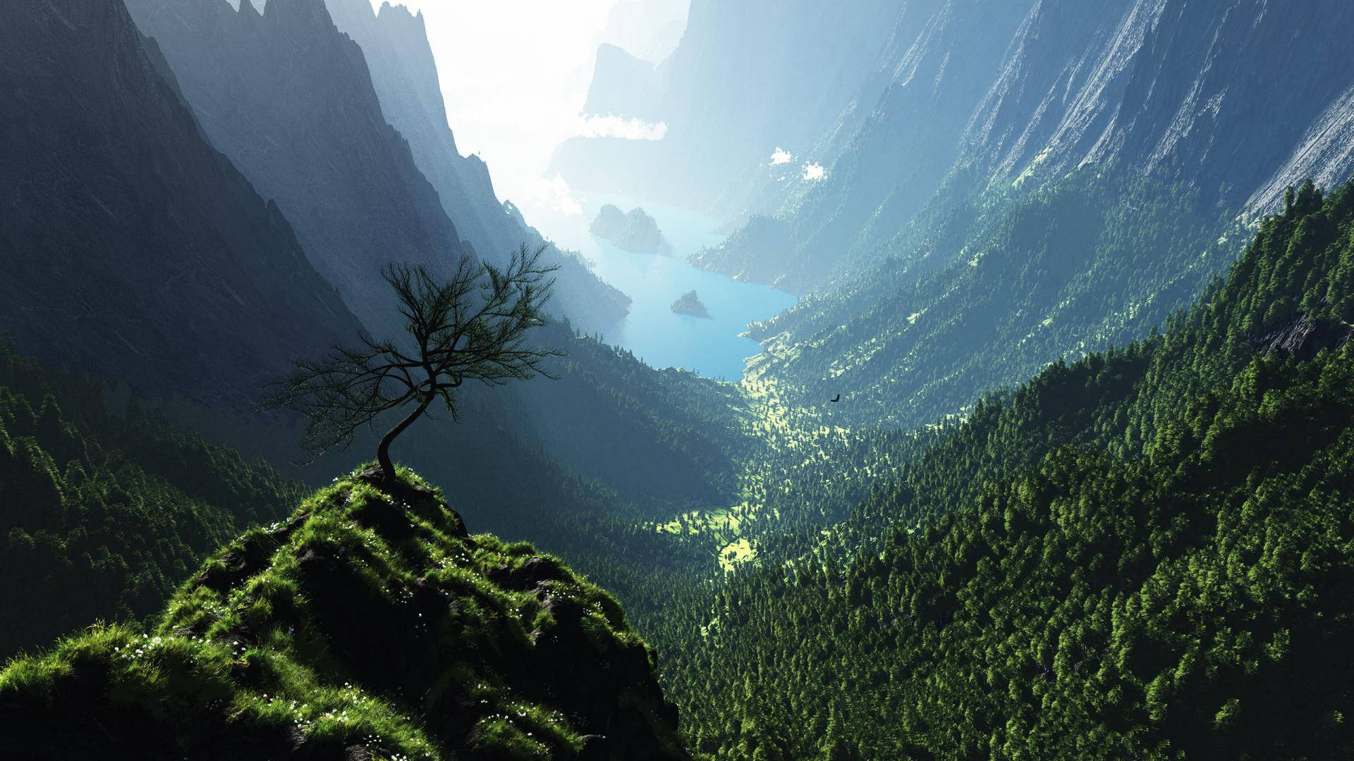 The Serene Beauty Of A Mountain View. Background