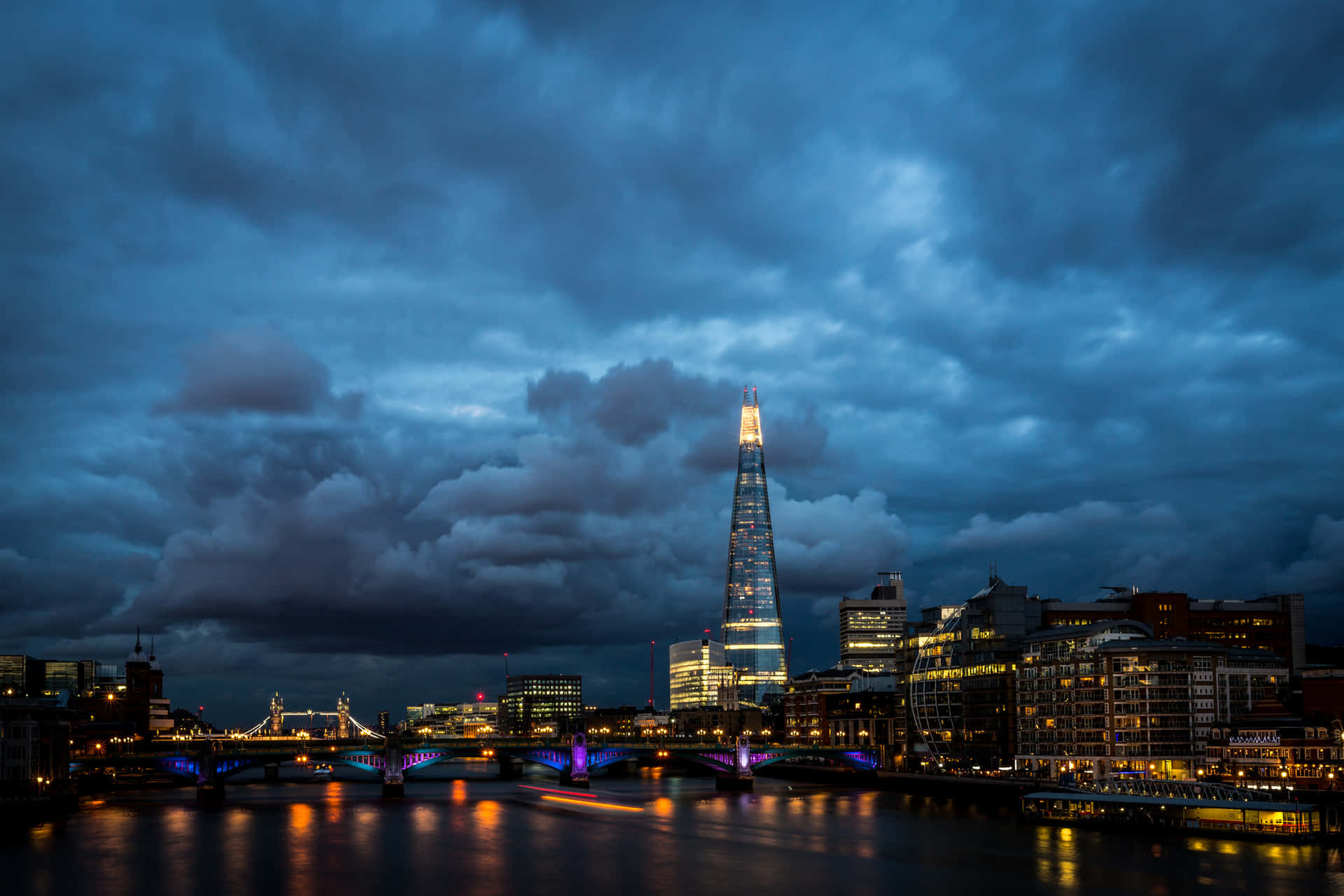 The Shard And London Before A Storm Background
