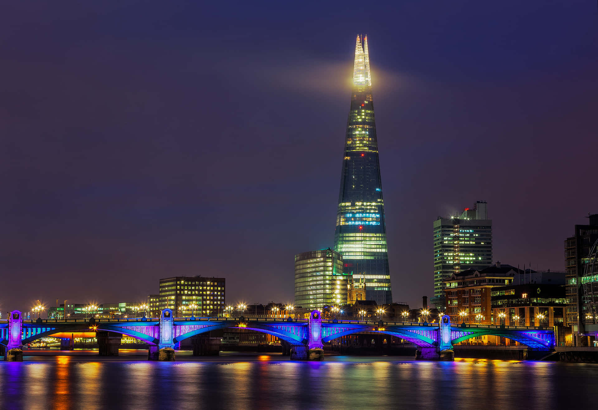 The Shard Shimmering City Lights Background