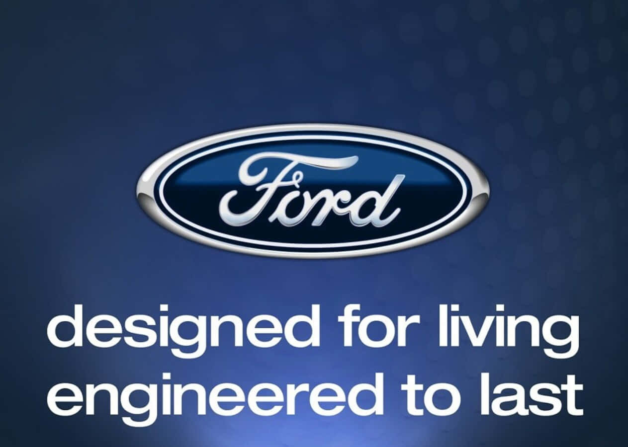 The Shining Ford Logo Showcased On A Blue Background Background