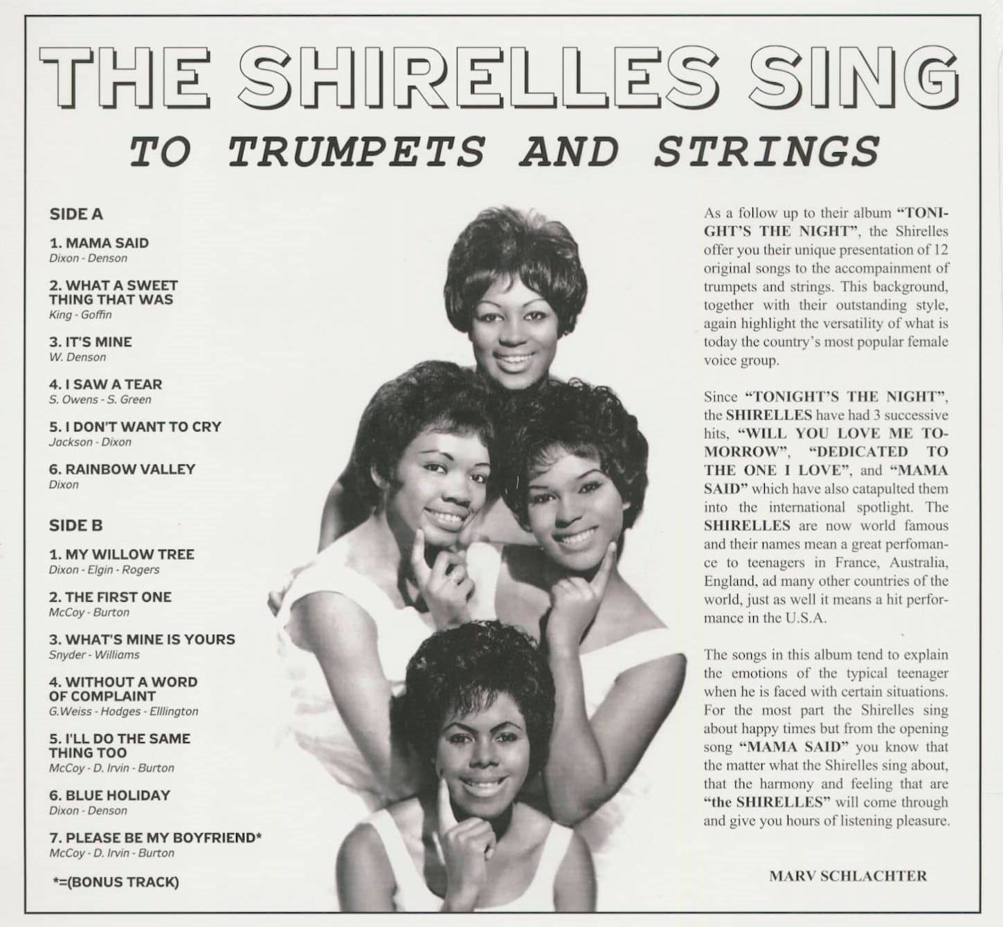 The Shirelles Sing To Trumpets And Strings 1961 Background