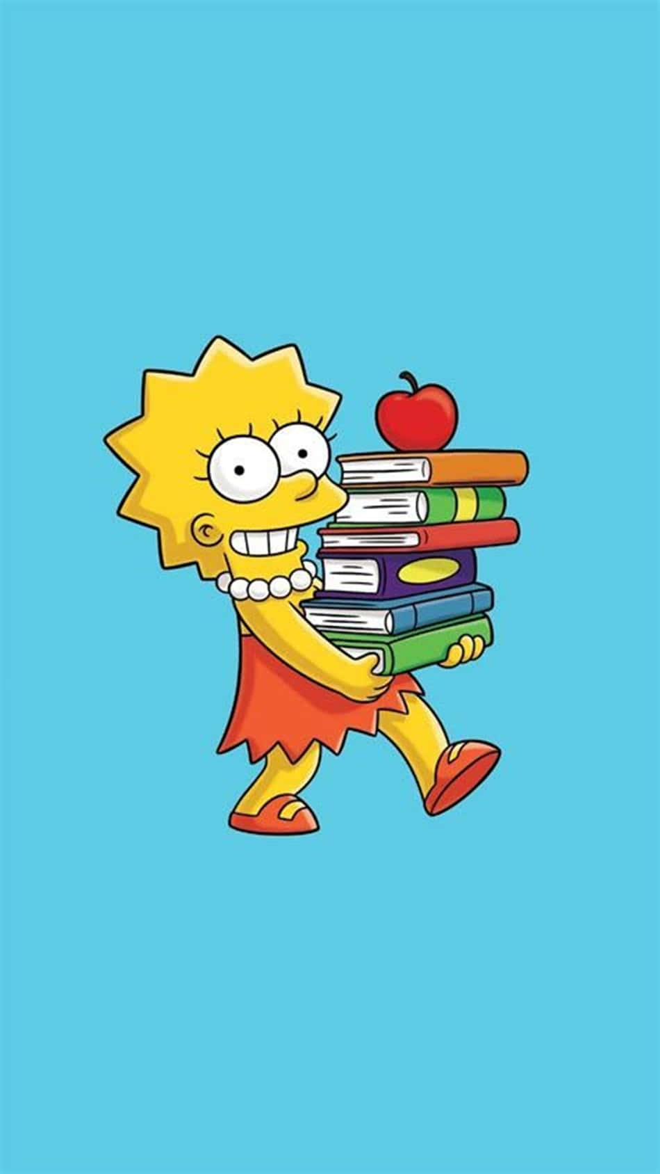 The Simpsons Cartoon Character Carrying A Stack Of Books Background