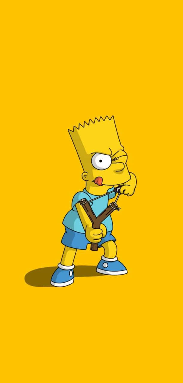 The Simpsons Character Is Holding A Guitar Background
