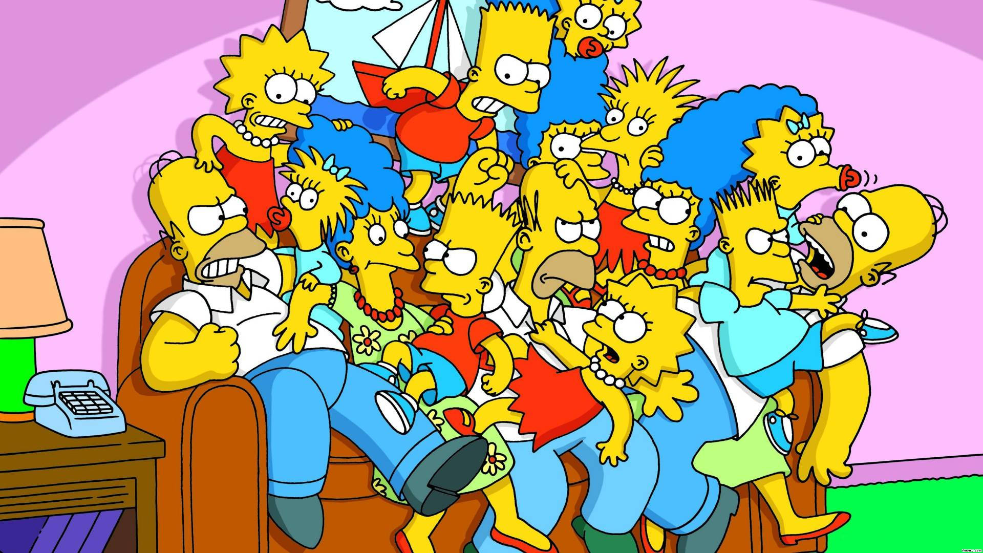 The Simpsons Characters In Chaos Background