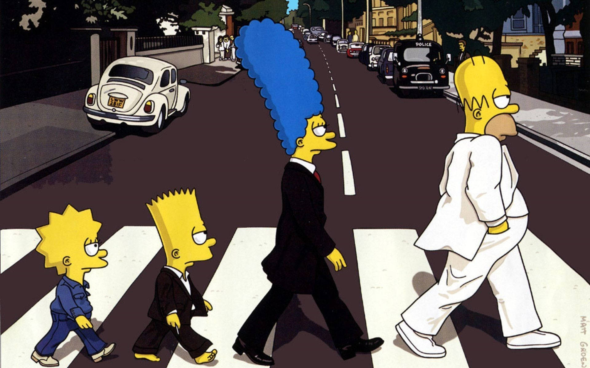 The Simpsons In Abbey Road Background