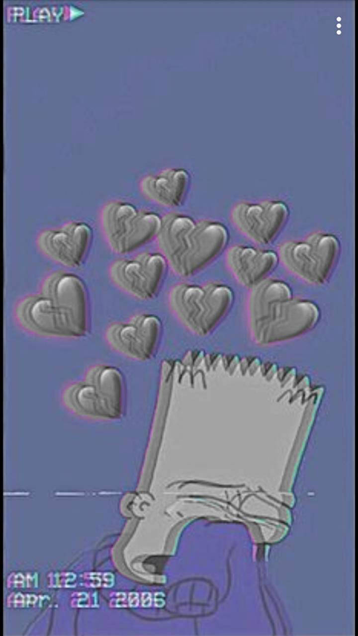 The Simpsons Is Shown With Hearts In His Mouth Background