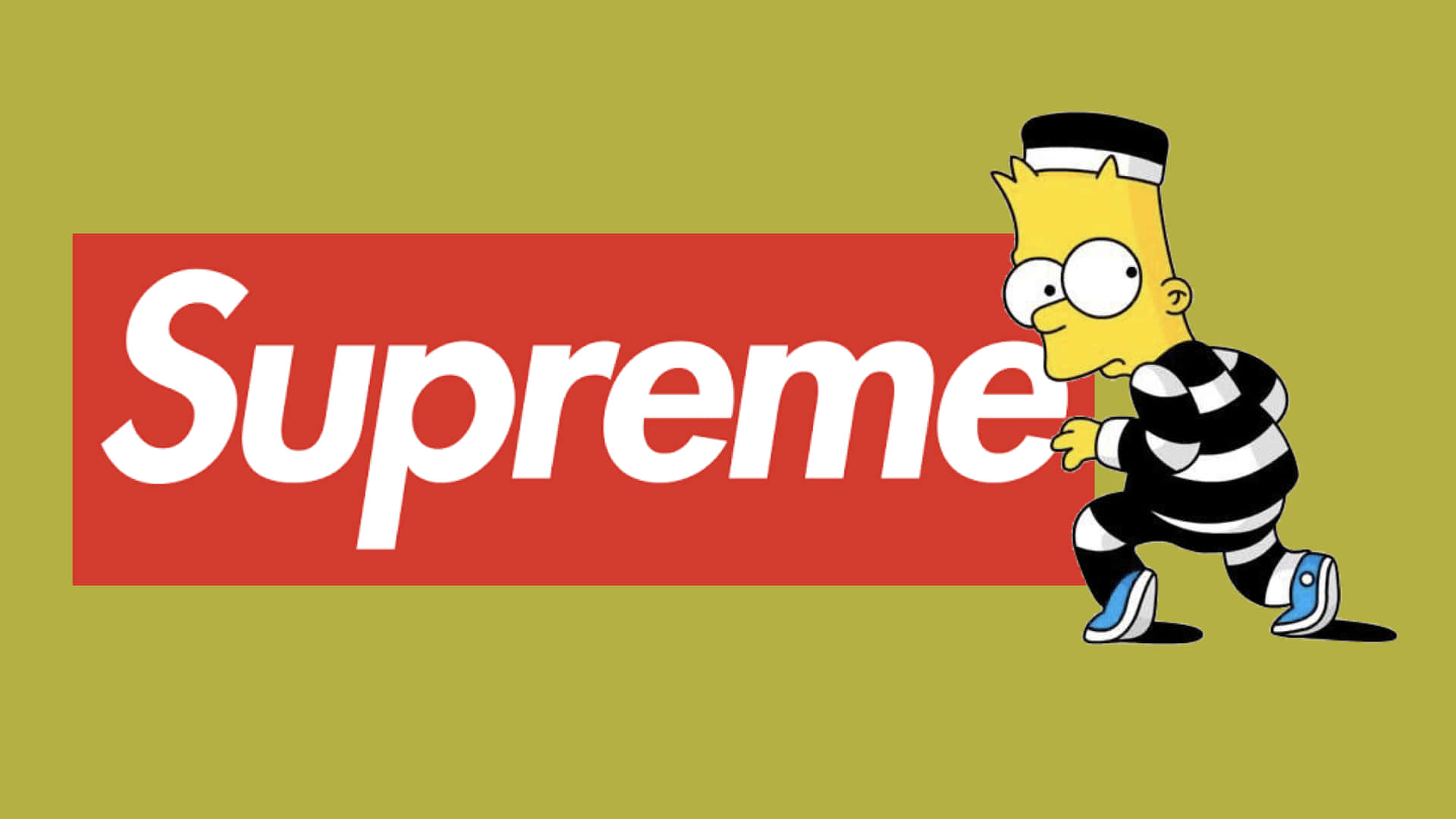 The Simpsons Logo With The Word Supreme Background