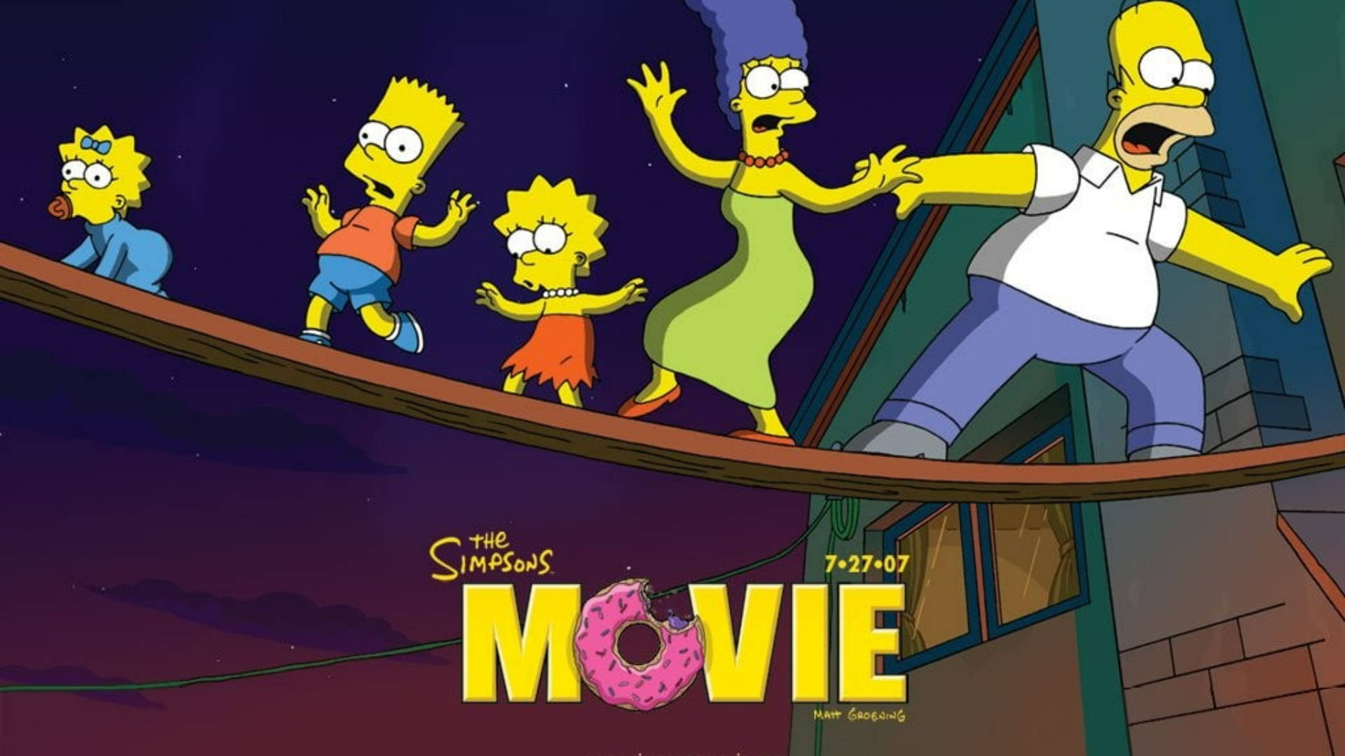 The Simpsons Movie Family Escaping Background