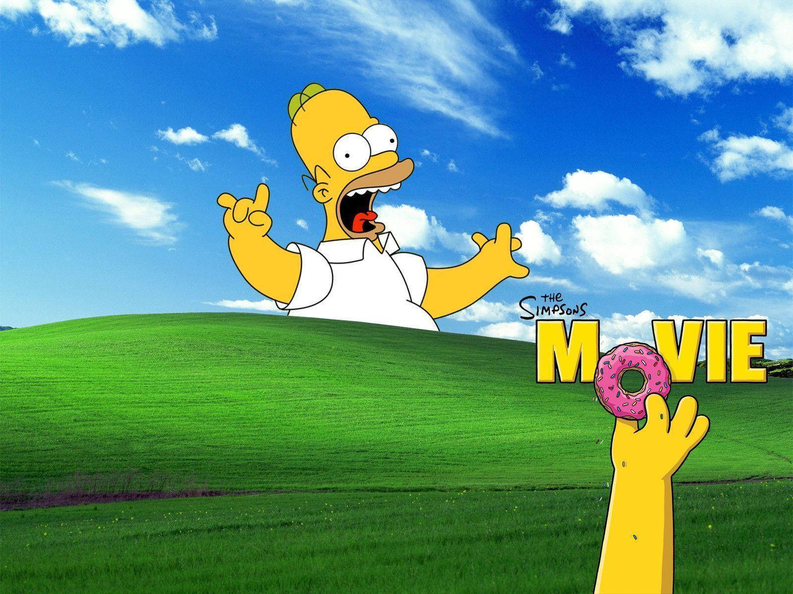 The Simpsons Movie Homer And Windows Desktop Background