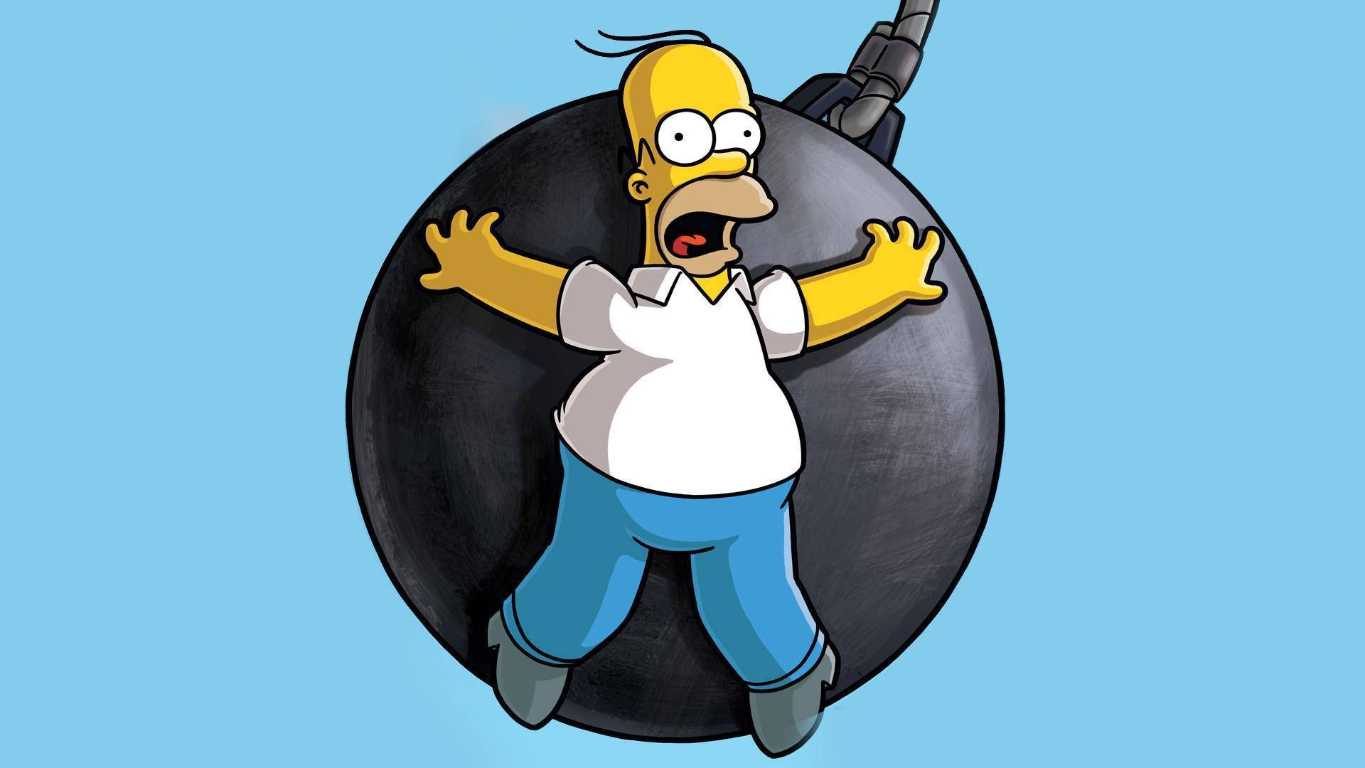 The Simpsons Movie Homer On Wrecking Ball Background