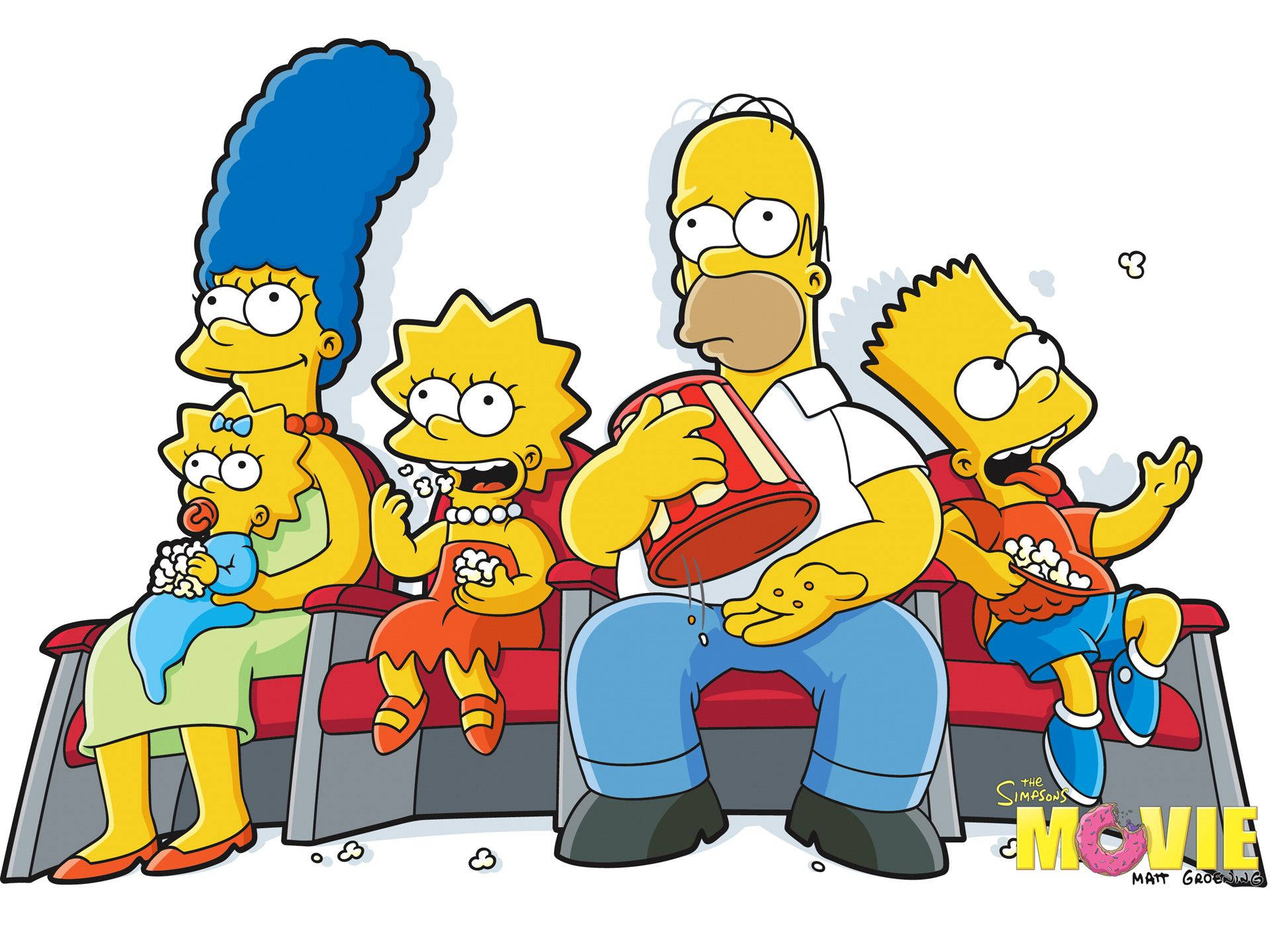 The Simpsons Movie Simpsons Family In Cinema Background