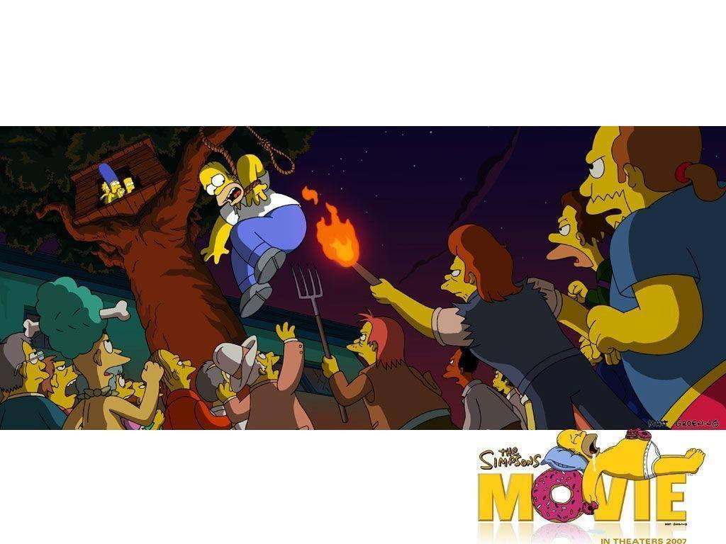 The Simpsons Movie Simpsons Vs Townspeople Background