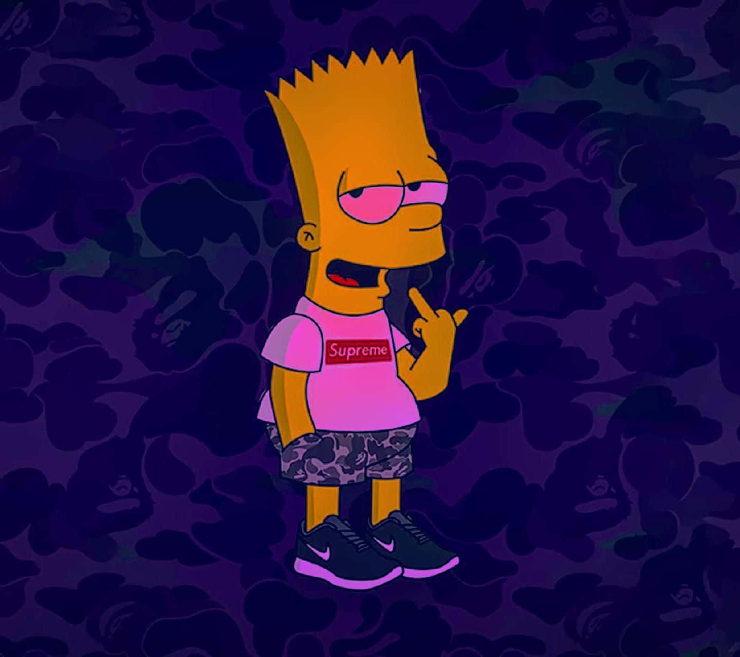 The Simpsons On A Camouflage Background Background