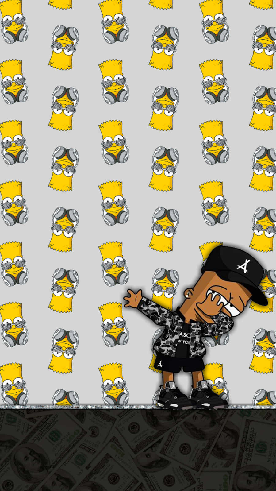 The Simpsons Wallpaper With A Man Standing In Front Of Money Background