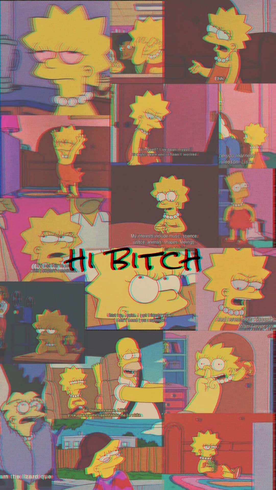 The Simpsons Wallpaper With The Words Hi Bitch