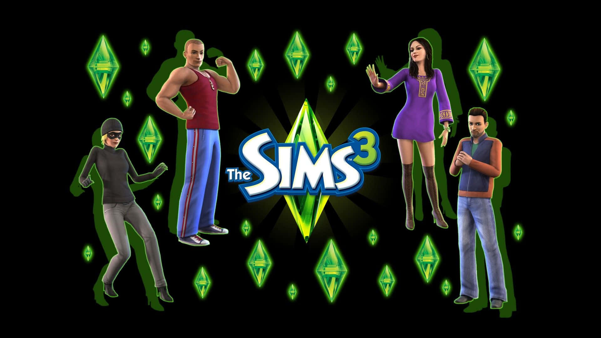 The Sims 3 Logo With People In Front Of It Background