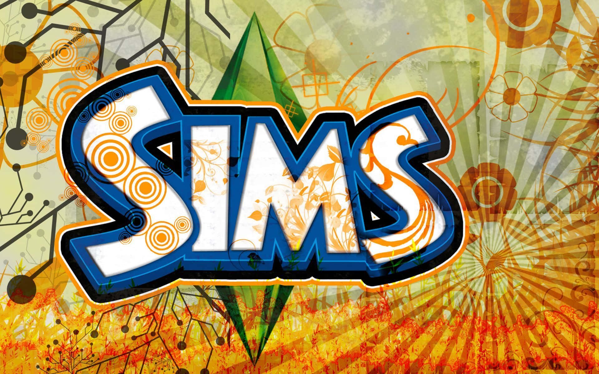 The Sims Logo On A Colorful Background Background