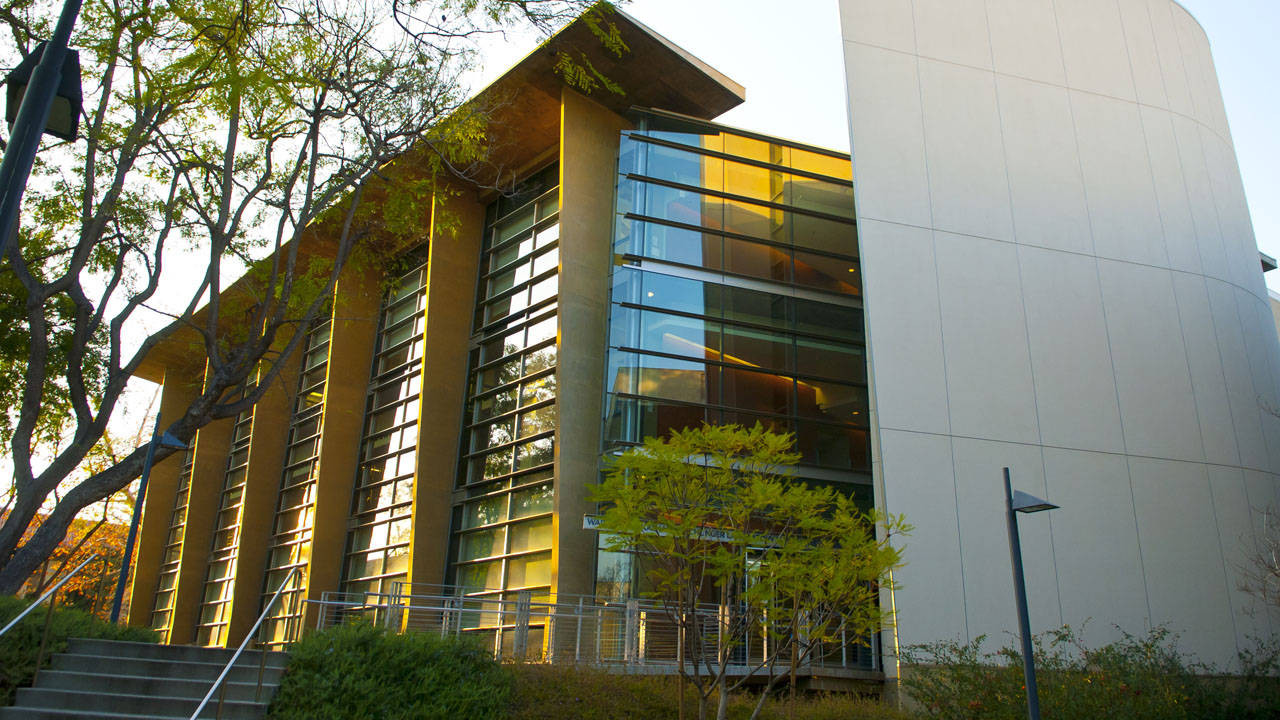 The Striking Architectural Facade Of The Warren And Katharine Schlinger Laboratory At Caltech