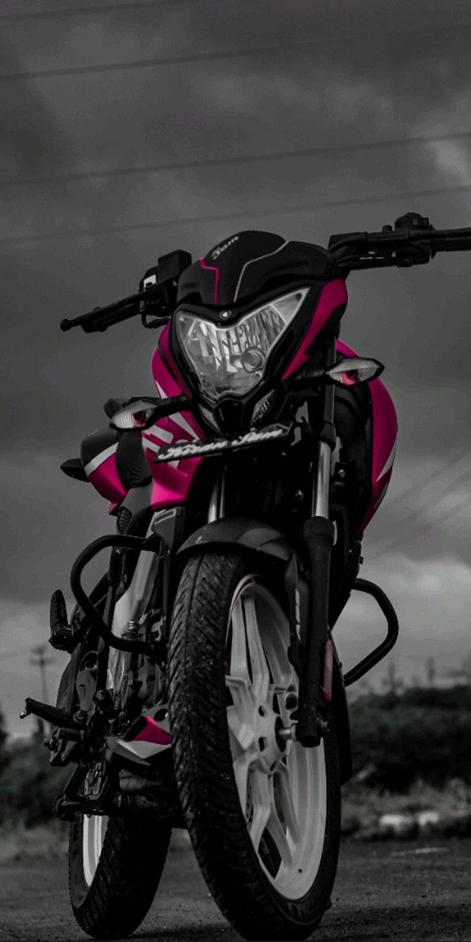 The Stunning Pulsar 150 In Vibrant Magenta Standing Out And Turning Heads. Background