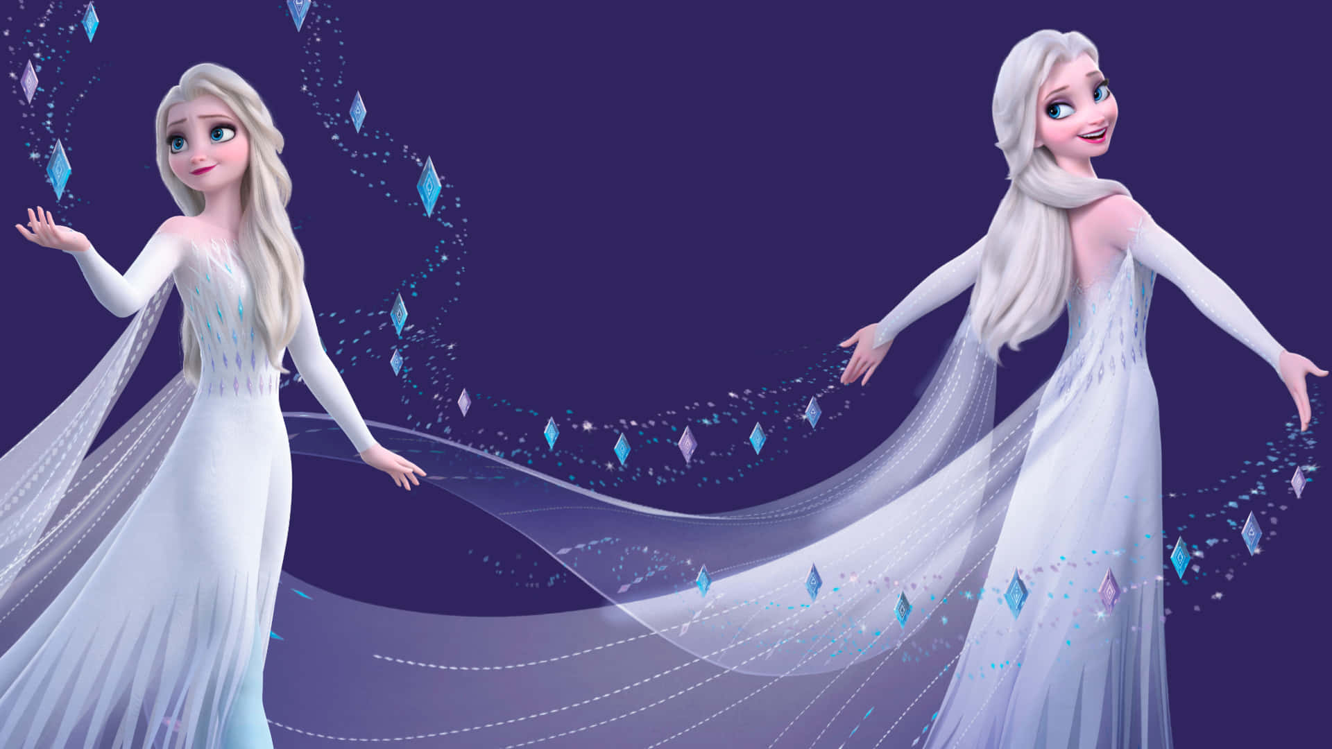 The Stunning White Dress Of Elsa From The Disney Movie Frozen 2. Background