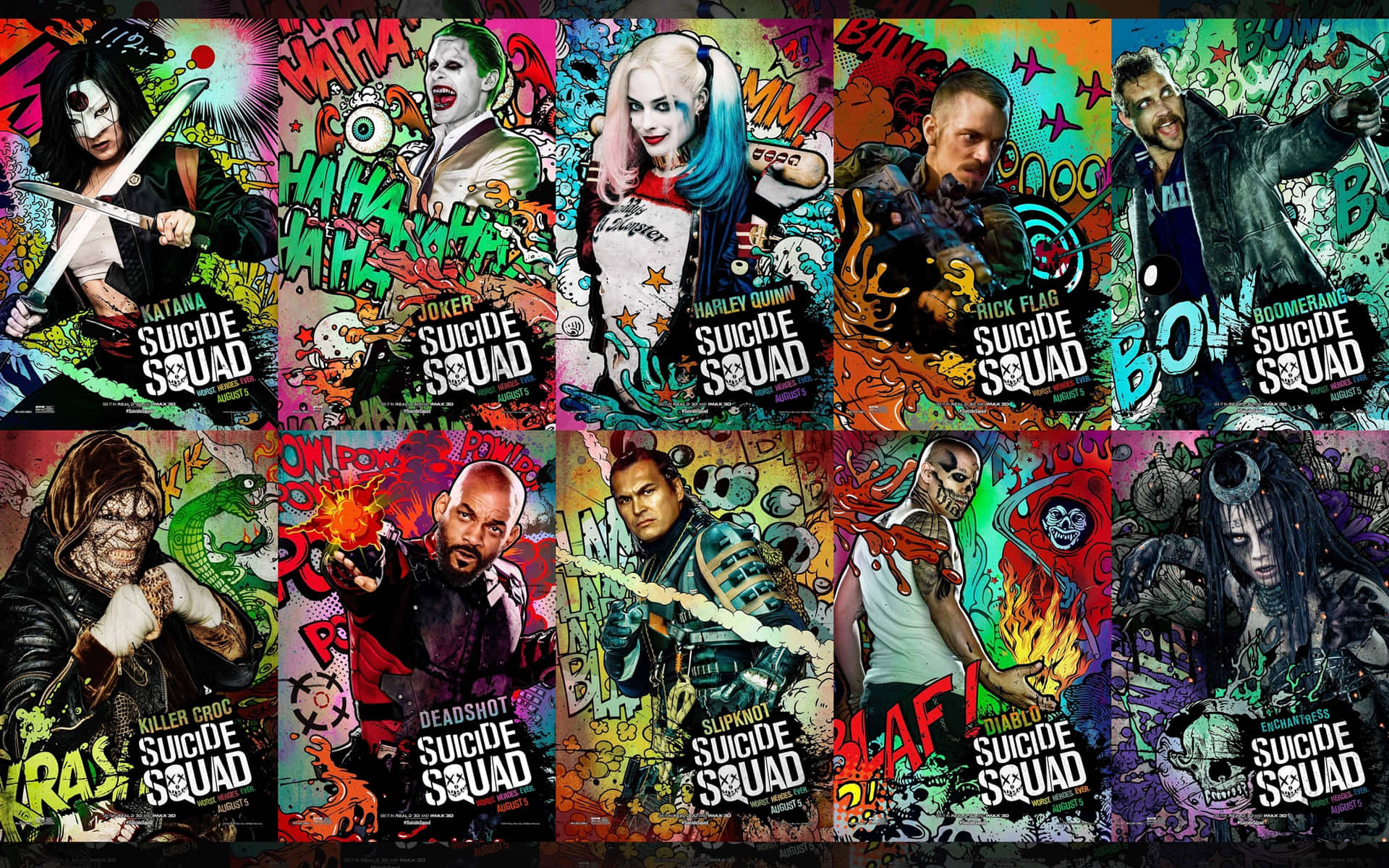 The Suicide Squad Colorful Character Poster Background