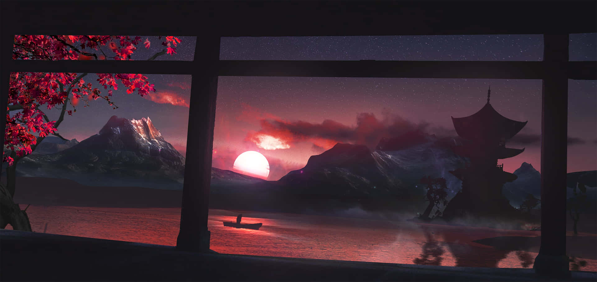 The Sun Reflects Off Of The Snow-covered Mountains, Creating A Breathtaking Sunset Background