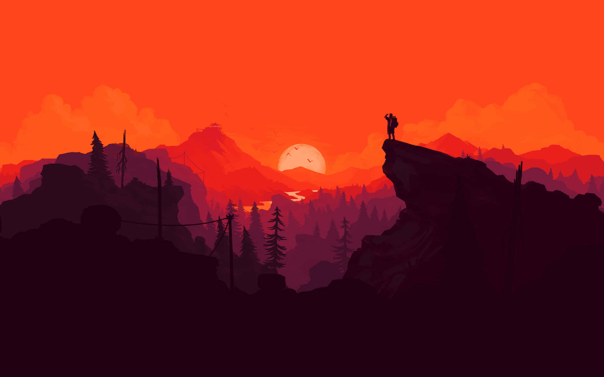 The Sun Sets Behind The Majestic Mountains Background