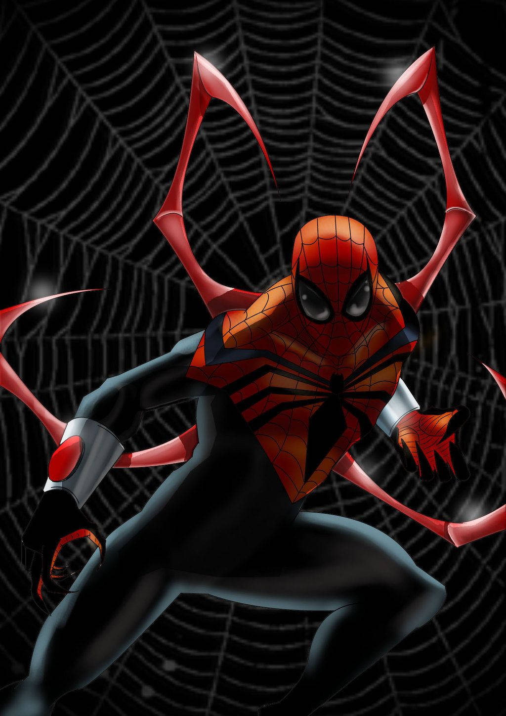 The Superior Spider-man With Spider Web Background