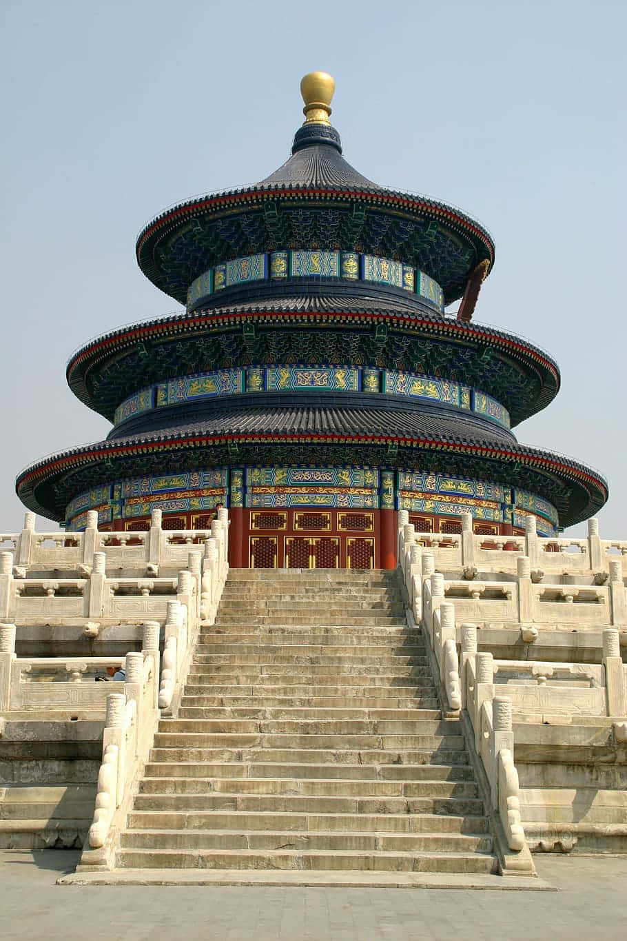 The Temple Of Heaven's Main Hall Viewed At The Bottom Of Its Stairway Background