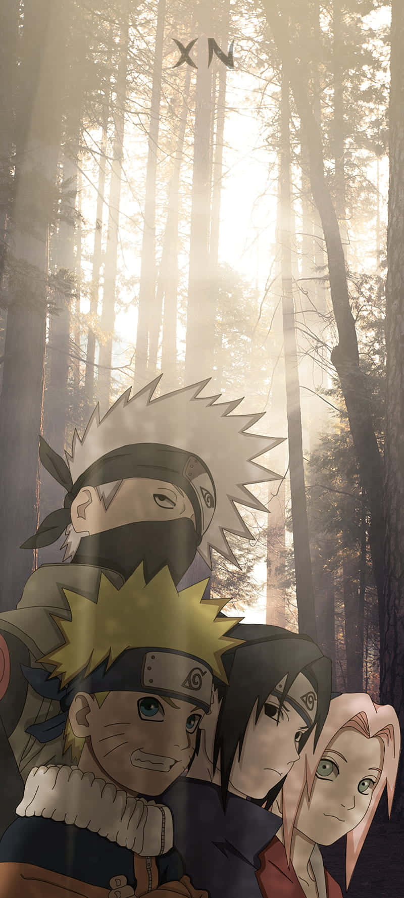 The Three Shinobi Of Konohagakure – Kakashi, Naruto And Sasuke Background