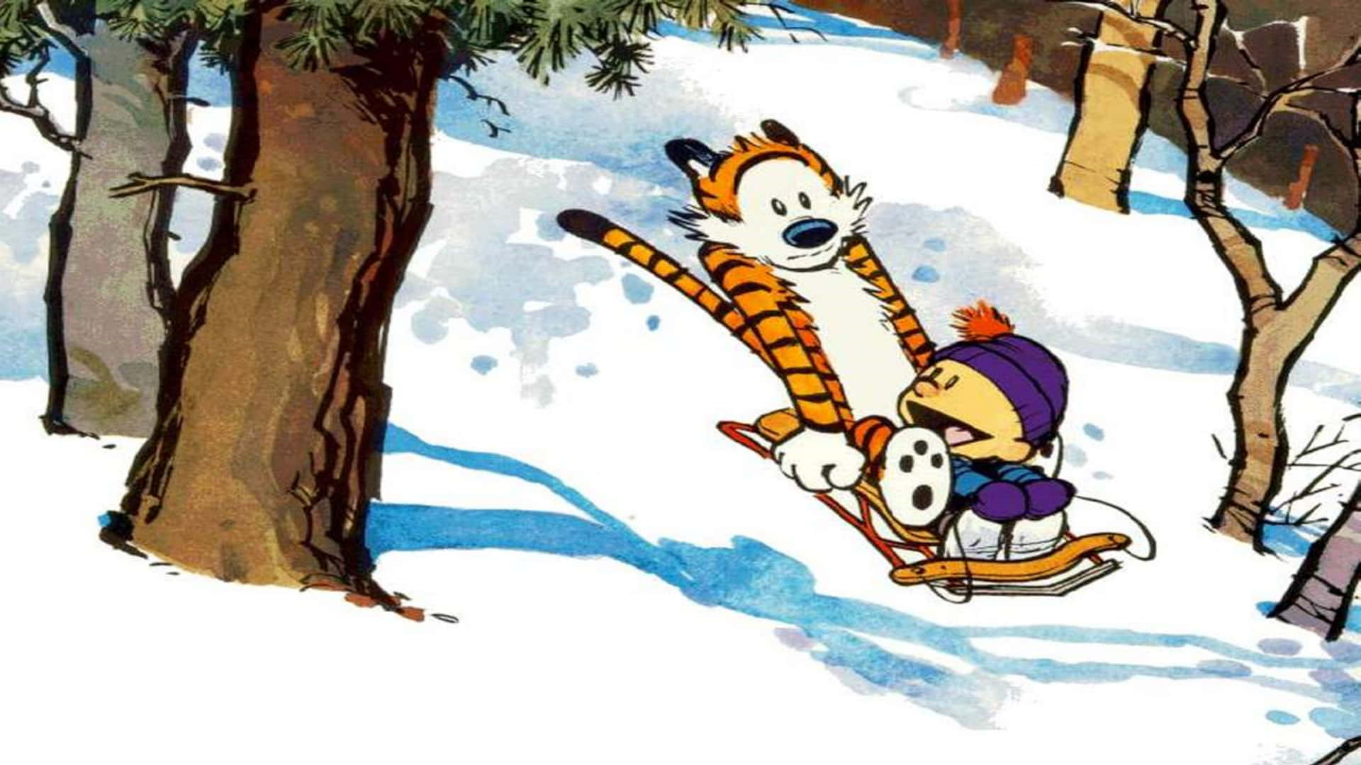 The Timeless Duo Of Calvin And Hobbes Enjoying A Leisurely Afternoon. Background