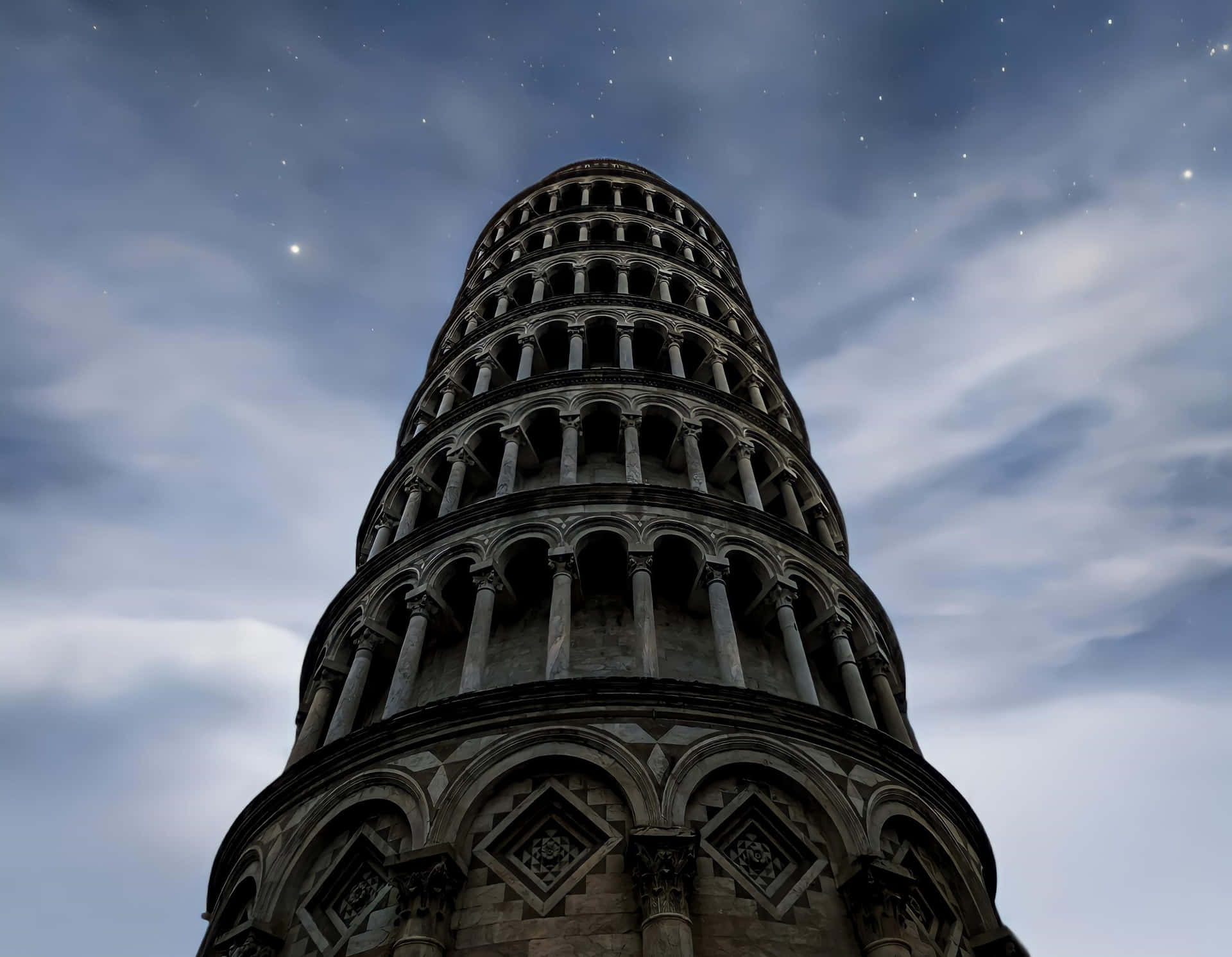 The Tower Of Pisa Underneath The Stars